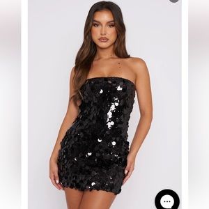 White Fox Black Sequence Dress- Mini Black